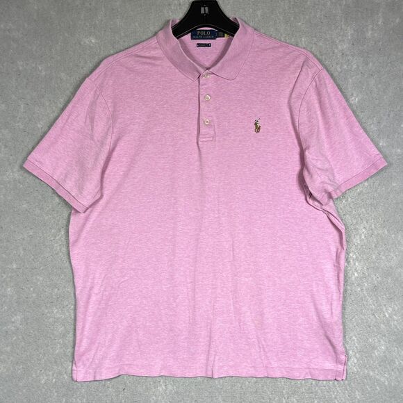Polo Ralph Lauren Polo Shirt Mens Size Large Pink Classic Fit Short Sleeve - Picture 1 of 8